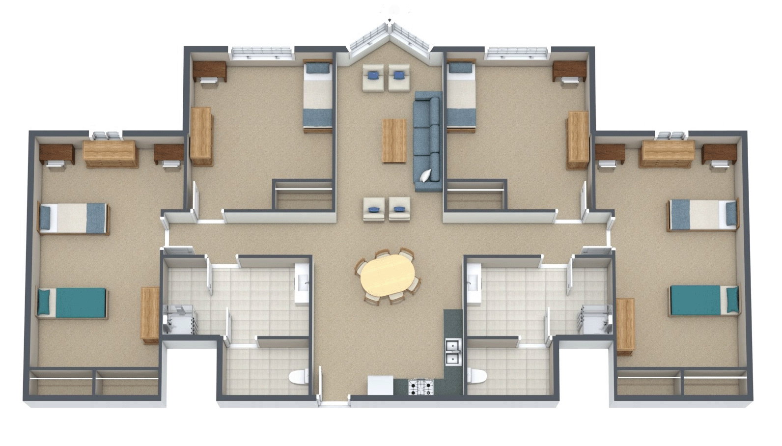 6 person apartment in evergreen Hall