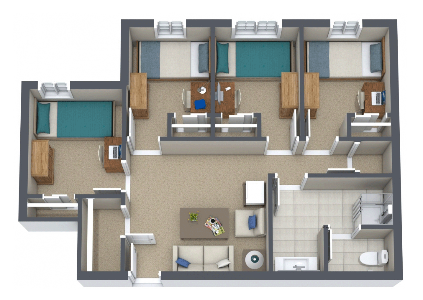 4 person suite in Evergreen Hall