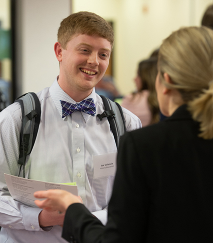 SIUE history education major Joseph Valencia attended the Education Career Fair to network with prospective employers.