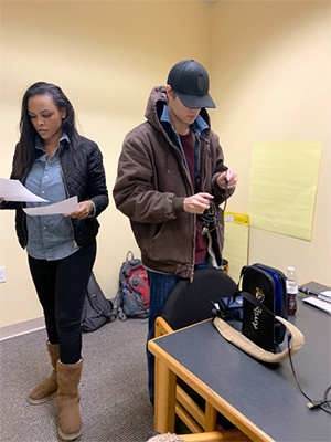 Students prepare for a focus group with East St. Louis residents. (Photo courtesy Akshiti Modi)