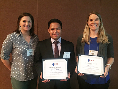 (L-R) SIUE School of Pharmacy’s Beth Cady, PharmD, fourth-year John Talili, and Carrie Vogler, PharmD.