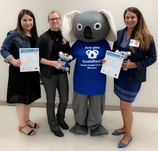 Certified Adult Mental Health First Aid instructors include (L-R) SIUE’s Katie Robberson, Kelly Gable, PharmD, and Misty Gonzalez, PharmD. 