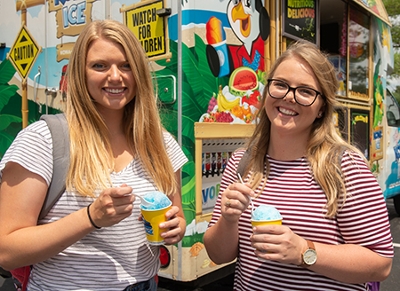 SOP students enjoy a cool treat during orientation week.