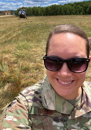 SIUE alumna Christine Durham is in the Air Force attached to the 136th AW in Texas.